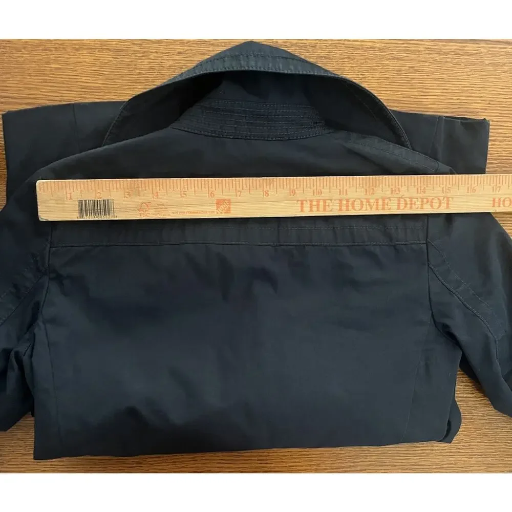 J.Crew Womens 0 Trench Jacket Navy Button Front Cotton Blend Utility Coat